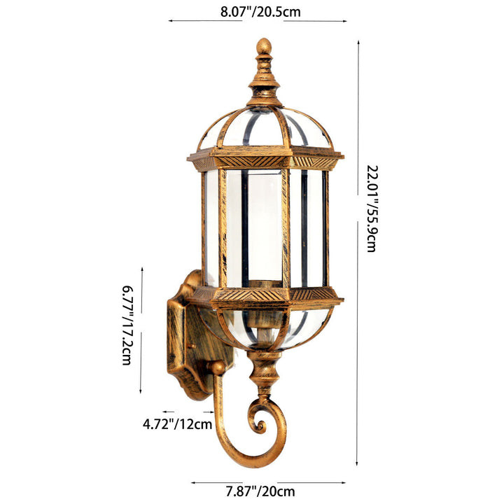Lampe murale extérieure 1 lumière en verre hexagonal étanche vintage traditionnel en aluminium pour jardin 