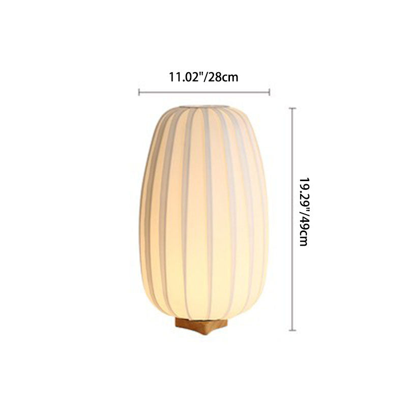 Lampe de table 1 lumière en bois ovale plissé minimaliste moderne pour chambre à coucher 