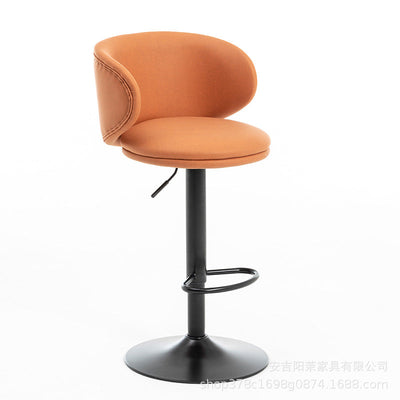 Moderner minimalistischer runder Stoff-Edelstahl-Barhocker mit Rückenlehne für das Esszimmer 