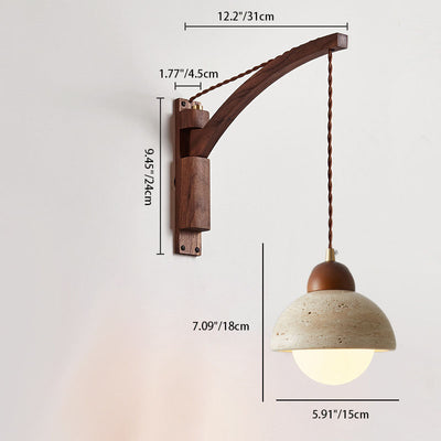 Japanese Wabi-Sabi Solid Wood Horn 1-Light Wall Sconce Lamp