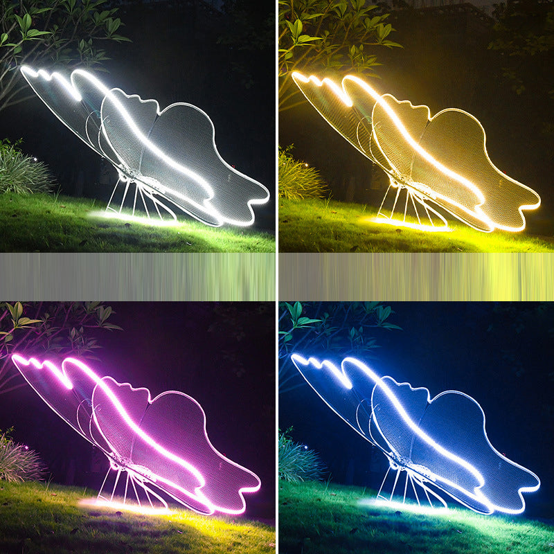 إضاءة خارجية LED على شكل فراشة من الألياف الزجاجية العازلة للماء بأسلوب آرت ديكو الحديث للحديقة 