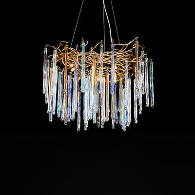 Contemporary Luxury Crystal Branch Glass Aluminum Iron 6/8/10 Light Chandelier For Bedroom