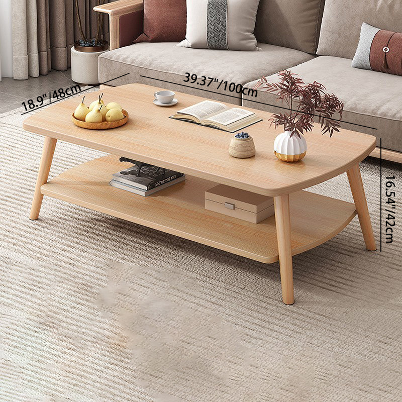Moderner minimalistischer rechteckiger MDF-Couchtisch aus Massivholz, 2-stufig, für das Wohnzimmer 