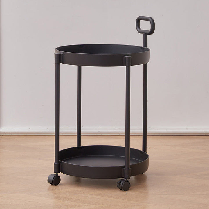Moderner minimalistischer runder Couchtisch aus PP und Carbonstahl, drehbar, mit zwei Ebenen, für das Wohnzimmer 