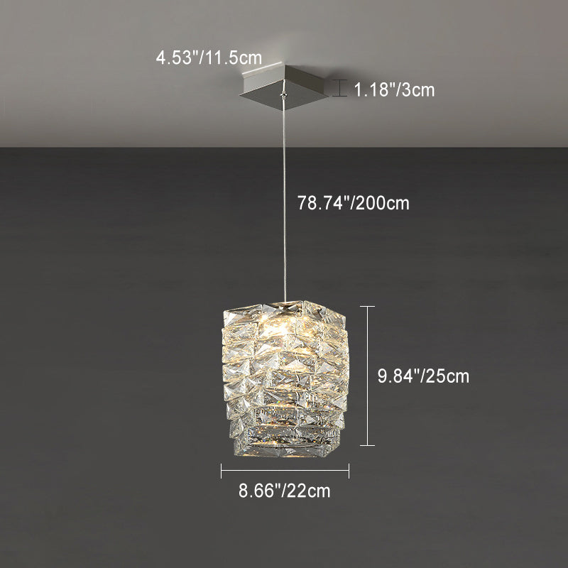 Lustre à LED en acier inoxydable de luxe contemporain avec pierres en cristal pour salon 