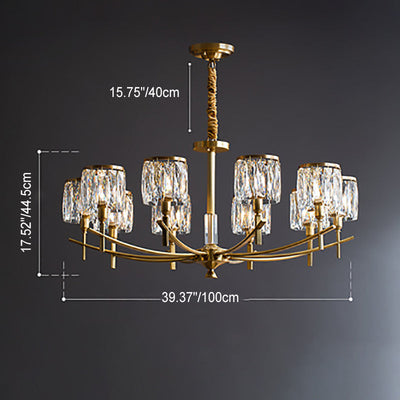 Zeitgenössischer Luxus-Zweig-Kristall-Kupfer-Kronleuchter mit 6/8/10/15 Lichtern für Wohnzimmer 