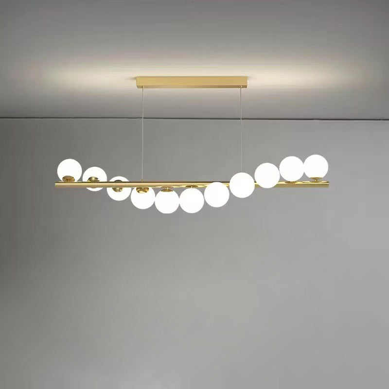 Contemporary Scandinavian Glass Magic Bean Long Strip 7/9/11 Light Island Light Chandelier For Dining Room