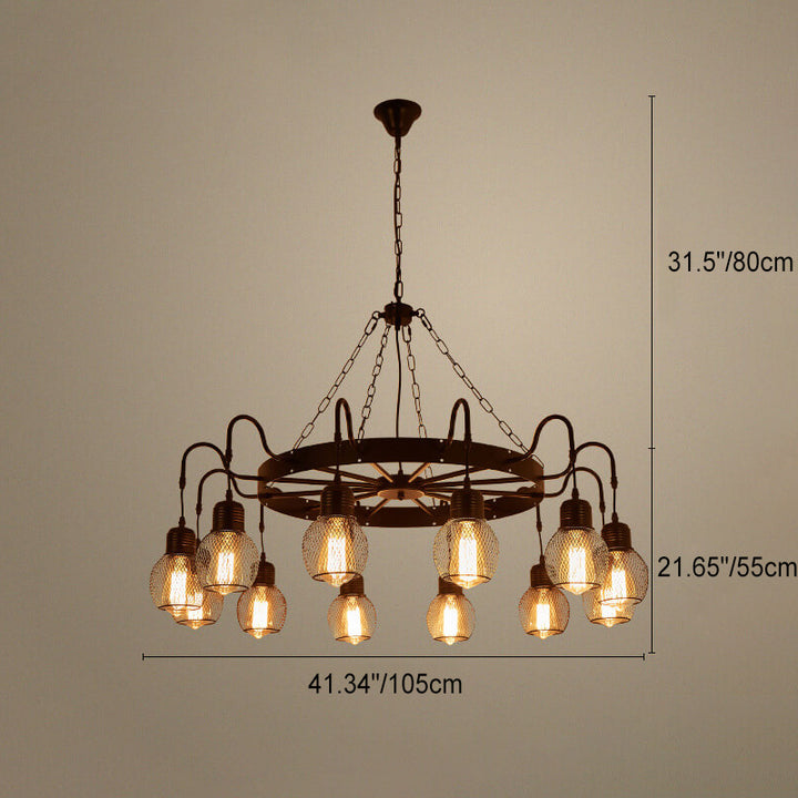 Traditional Colonial Round Mesh Iron 6/8/12 Light Chandelier For Living Room