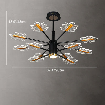 Lustre LED en fer acrylique à feuilles d'érable minimaliste moderne pour salon 