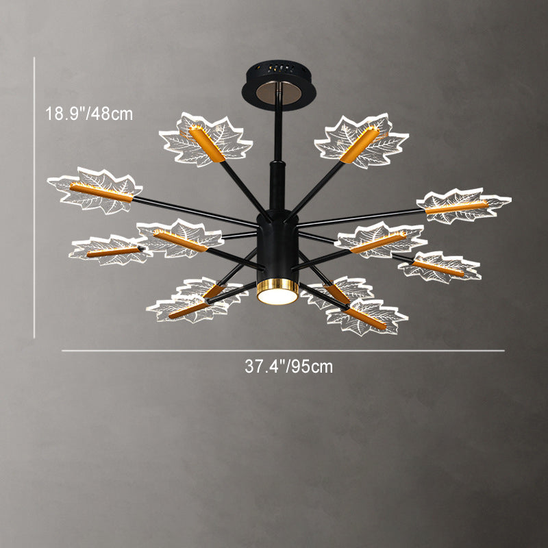 Lustre LED en fer acrylique à feuilles d&