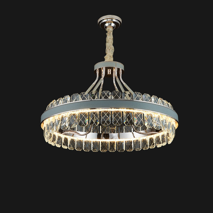 Modern Luxury Crystal Round Iron Crystal LED Chandelier For Bedroom