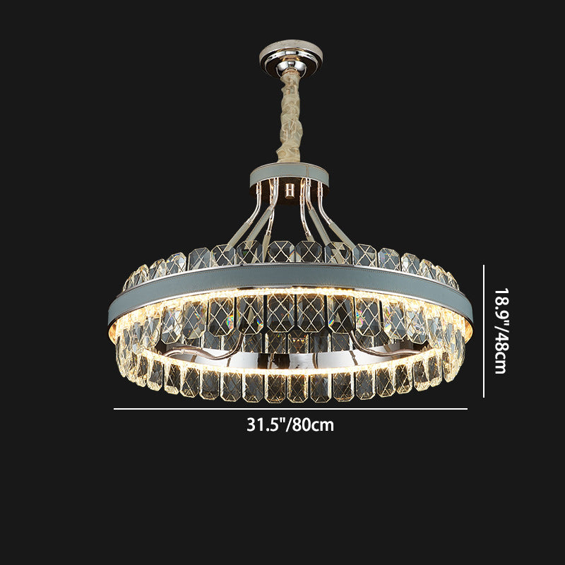 Modern Luxury Crystal Round Iron Crystal LED Chandelier For Bedroom