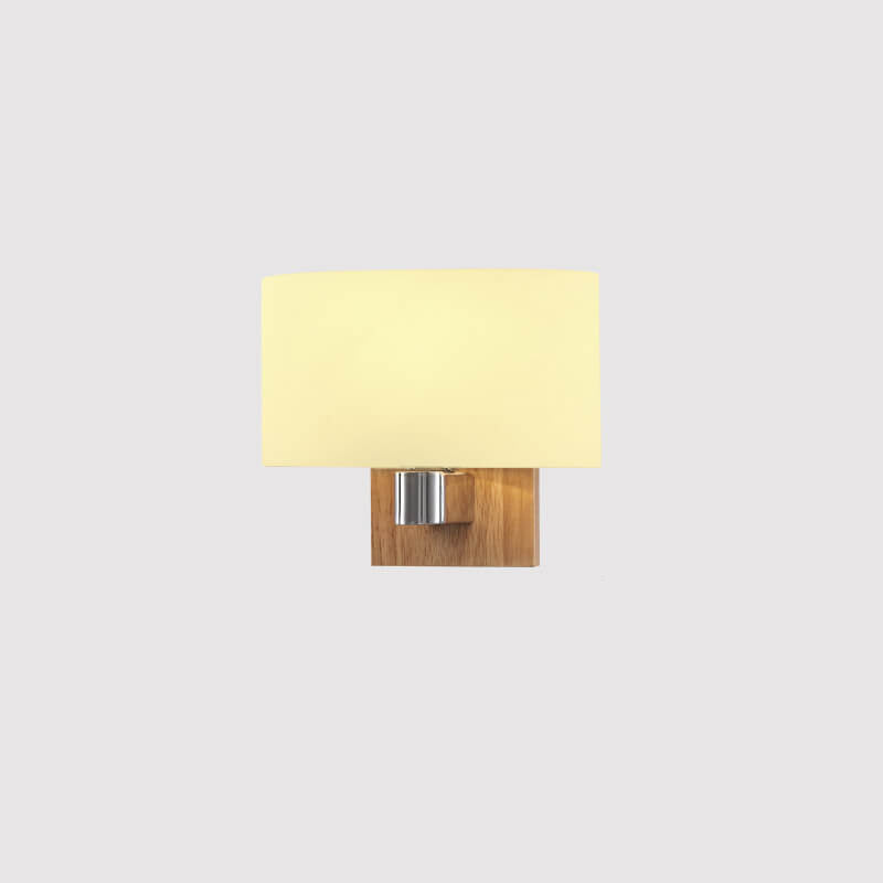Modern Minimalist Rubberwood Glass Iron Geometric Design 1-Light Wall Sconce Lamp For Living Room &amp; Bedroom