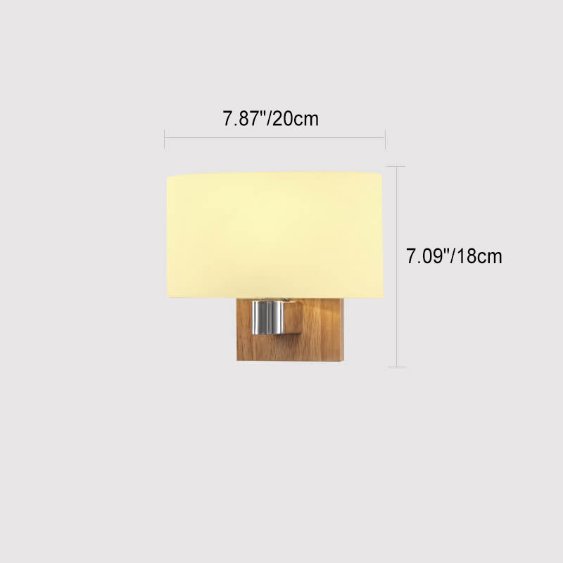 Modern Minimalist Rubberwood Glass Iron Geometric Design 1-Light Wall Sconce Lamp For Living Room &amp; Bedroom