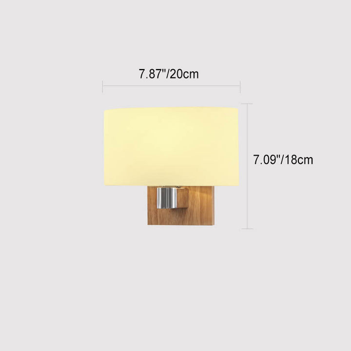 Modern Minimalist Rubberwood Glass Iron Geometric Design 1-Light Wall Sconce Lamp For Living Room &amp; Bedroom