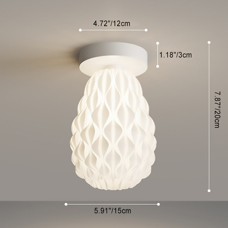Design moderne minimaliste en fer avec ananas PE, plafonnier semi-encastré à 1 lumière pour salon 