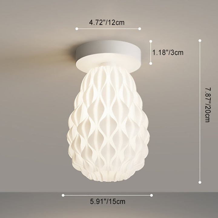 Design moderne minimaliste en fer avec ananas PE, plafonnier semi-encastré à 1 lumière pour salon 