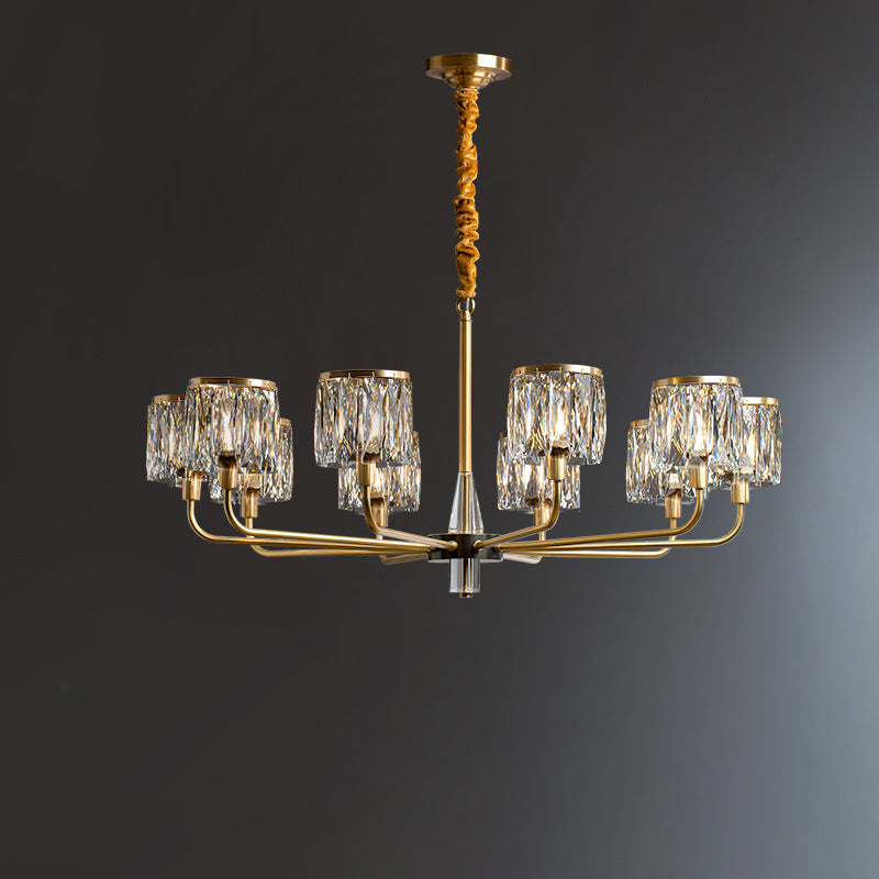 Lustre en cristal de cuivre de luxe contemporain avec 6/8/10/15/21 lumières pour chambre 