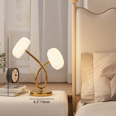 مصباح طاولة LED من البلاستيك والحديد مزين بزهور متقاطعة عصرية لغرفة النوم 