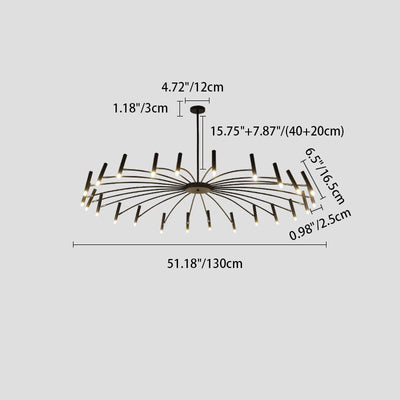 Contemporary Scandinavian Round Radioactive Iron Aluminum 12/24 Light Chandelier For Living Room