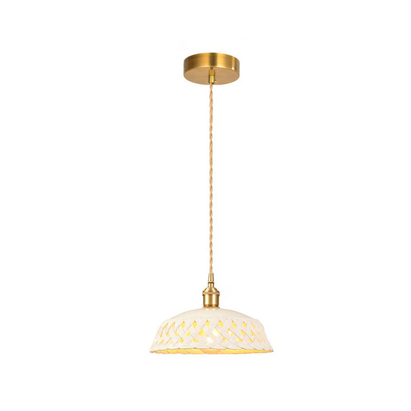 Suspension à 1 lumière pour salle à manger avec bol rond en fil de fer torsadé tressé en fer nordique contemporain 