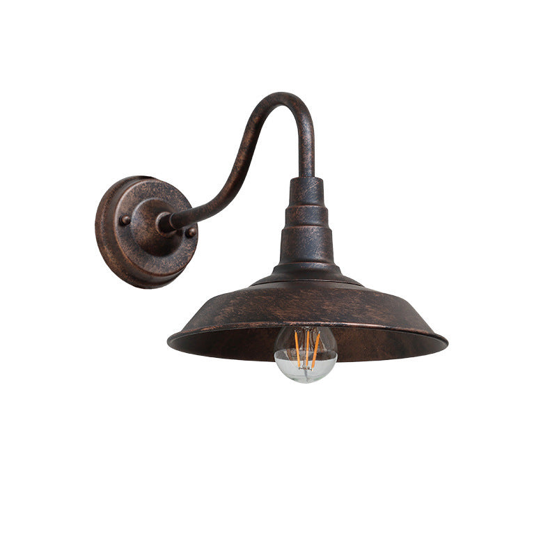Traditional Vintage Iron Round Shade 1-Light Wall Sconce Lamp For Dining Room