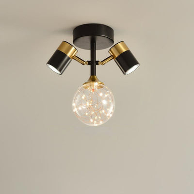 Zeitgenössische nordische Hardware Glas Zylindrische Kugel 1/2/3-Licht Semi-Flush Deckenleuchte für den Eingangsbereich 