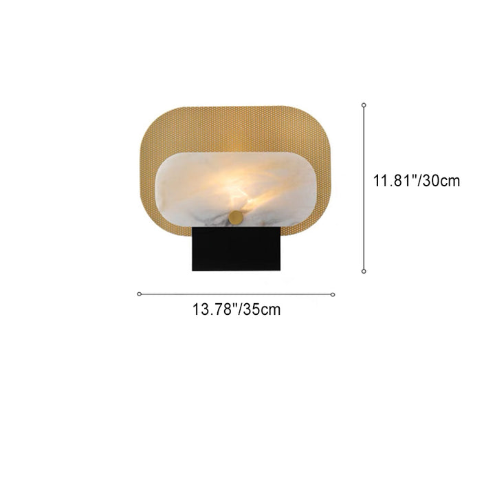 Lampe de table moderne Art déco rectangle arrondi en marbre avec abat-jour en métal à 1 lumière pour chambre à coucher 