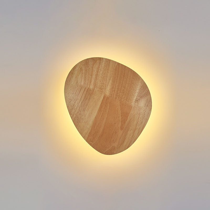 Lámpara de pared LED de madera ovalada irregular redonda minimalista moderna para sala de estar 