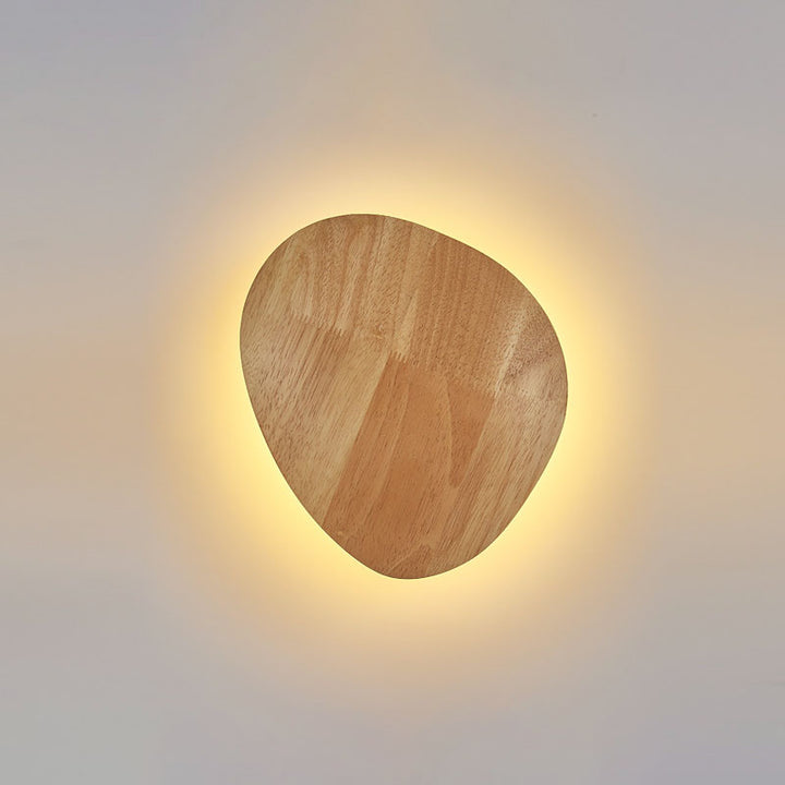 Lámpara de pared LED de madera ovalada irregular redonda minimalista moderna para sala de estar 