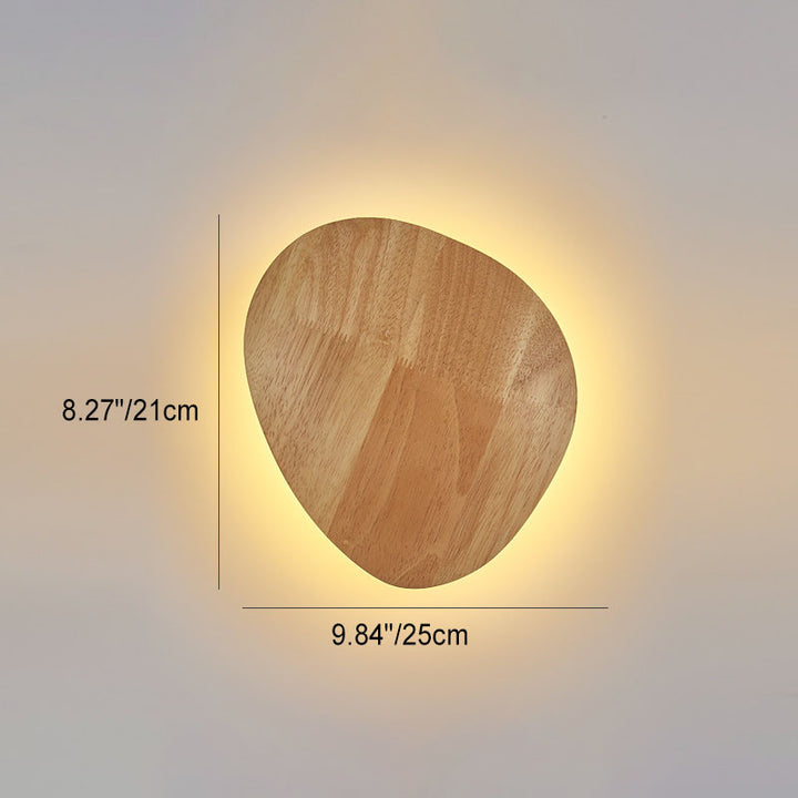 Lámpara de pared LED de madera ovalada irregular redonda minimalista moderna para sala de estar 