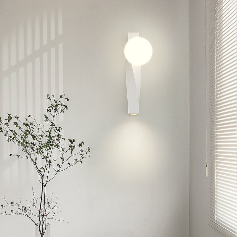 Applique Murale Sphère Longue 1-Lumière en Plastique Style Crème Minimaliste Nordique 