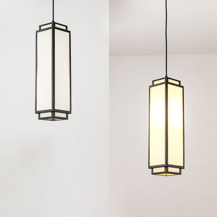 Traditionelle chinesische rechteckige Pendelleuchte aus Eisengewebe mit 1 Licht für Wohnzimmer 
