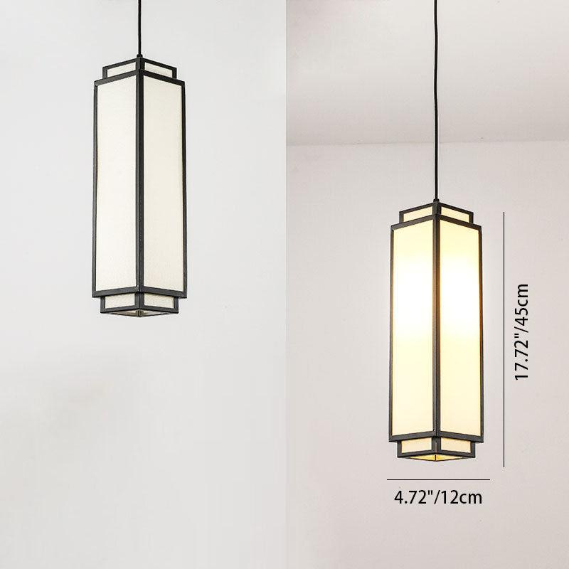 Traditionelle chinesische rechteckige Pendelleuchte aus Eisengewebe mit 1 Licht für Wohnzimmer 