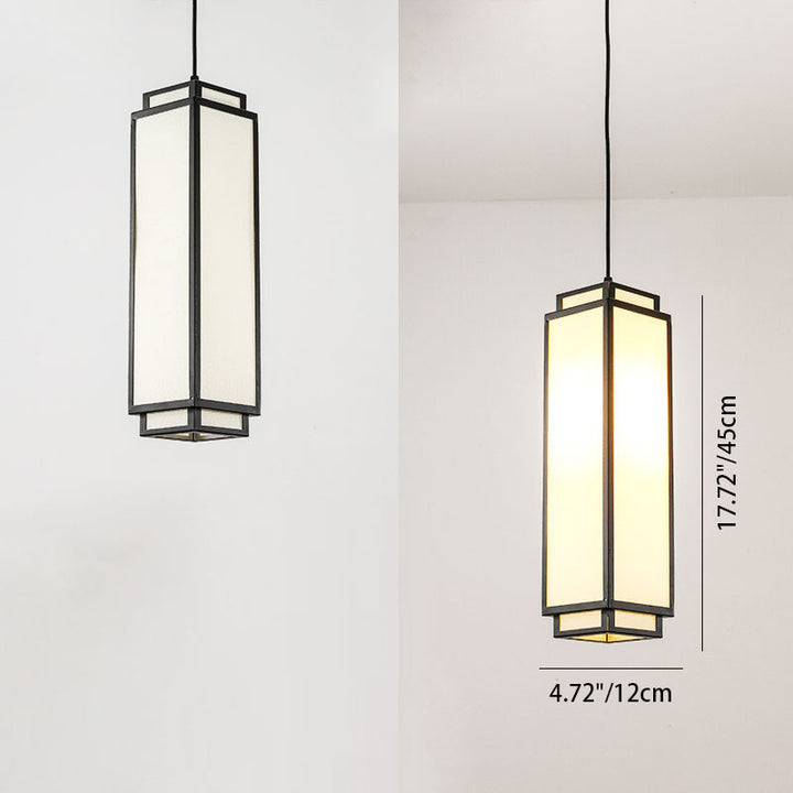 Traditionelle chinesische rechteckige Pendelleuchte aus Eisengewebe mit 1 Licht für Wohnzimmer 