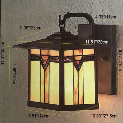 Vintage Tiffany Square House Stained Glass 1-Light Wall Sconce Lamp
