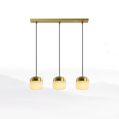 New Chinese Modern Round Lucite Copper 1/3 Light Chandelier