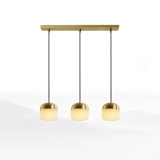 New Chinese Modern Round Lucite Copper 1/3 Light Chandelier