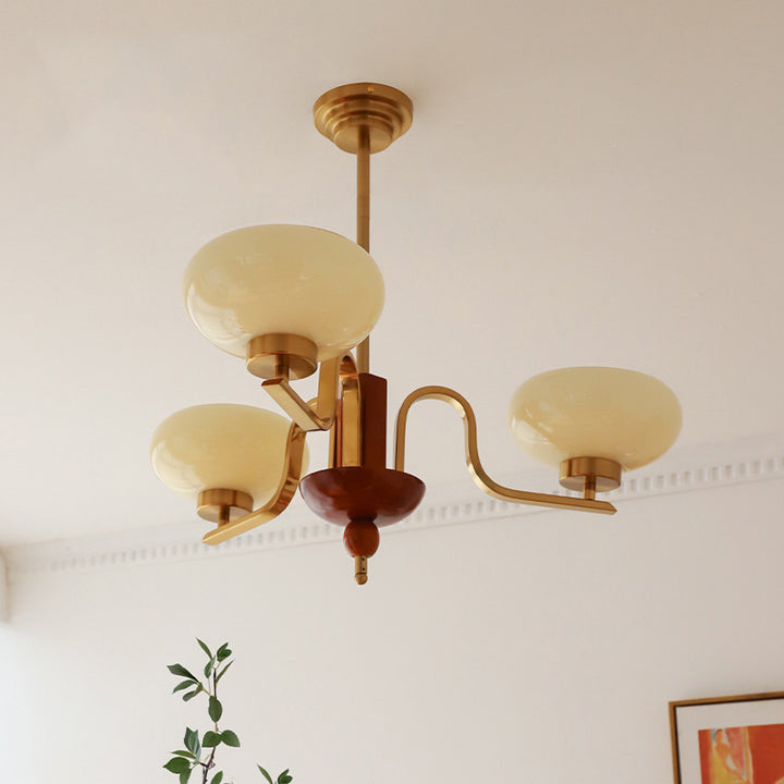 Chandeliers traditionnels vintage en métal et verre ovales ronds 3/5 lumières pour salon 