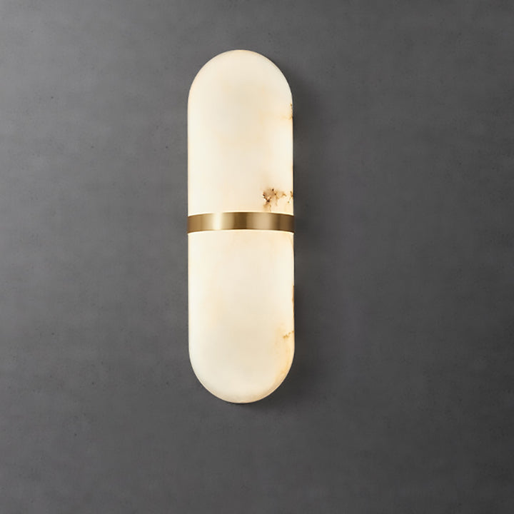 Traditional Chinese Marble Copper Cylinder LED Wall Sconce Lamp For Living Room