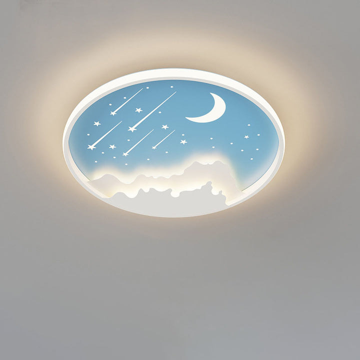 Luz de techo LED empotrada redonda de hierro de simplicidad moderna para dormitorio infantil 