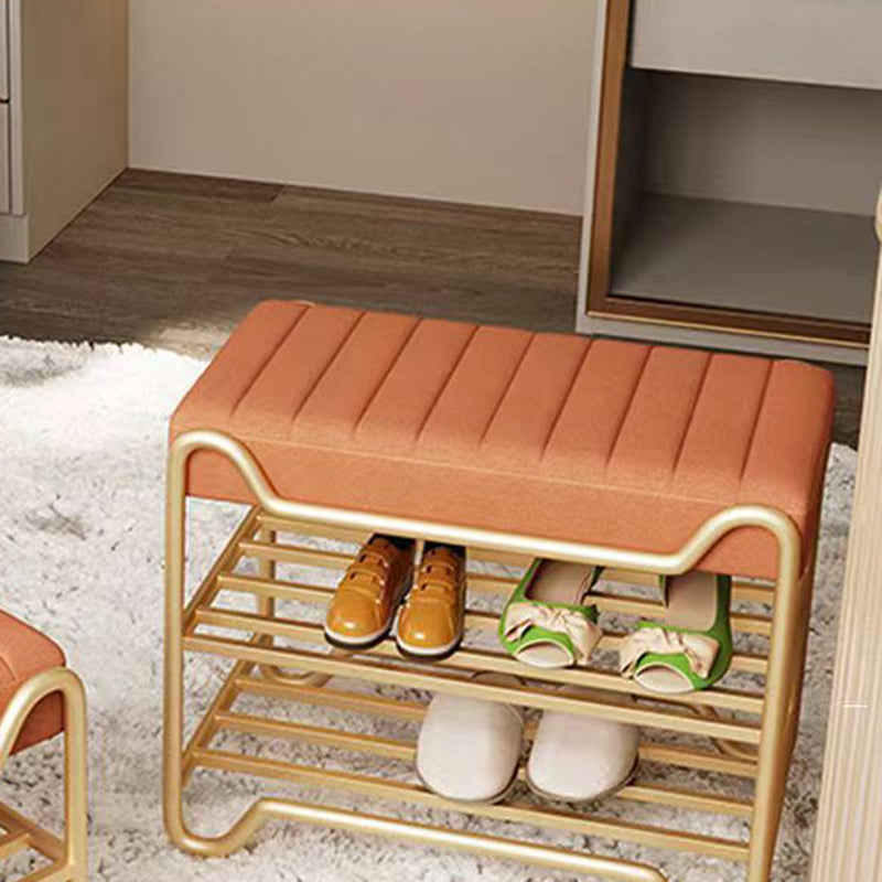 Modern Luxury Upholstered Rectangular Synthetic Fabric Sponge Portable Footstool Backless Armless For Entryways