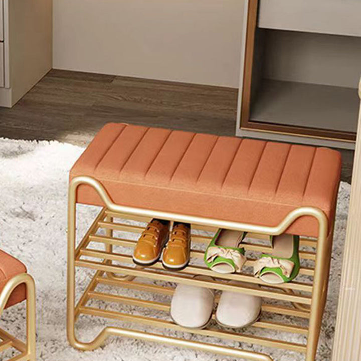 Modern Luxury Upholstered Rectangular Synthetic Fabric Sponge Portable Footstool Backless Armless For Entryways
