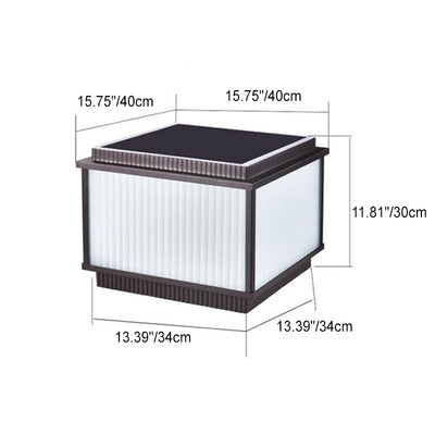 Moderno Minimalista Solar Rectangular de Aluminio Vidrio 1-Luz Poste Cabeza Luz Para Patio Exterior 