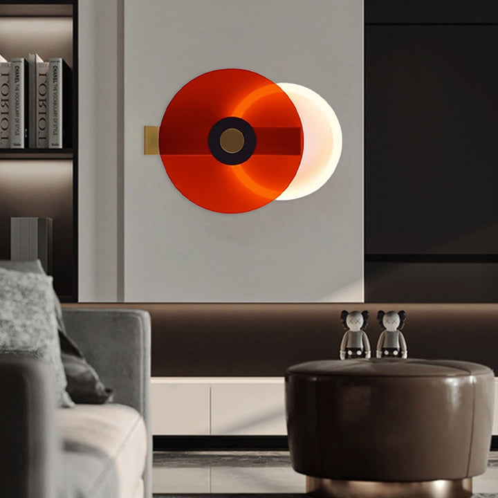 Zeitgenössische kreative Eisen Acryl Runde Disc LED Wandleuchte Lampe für Wohnzimmer 