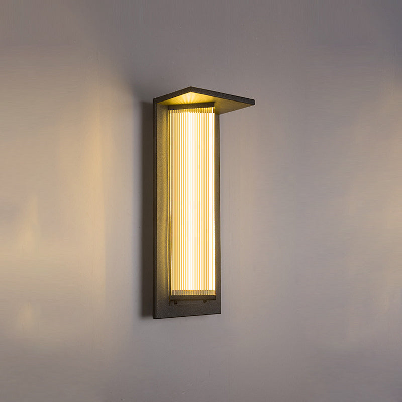 Zeitgenössische Einfachheit Edelstahl Acryl Schatten LED Wasserdichte Wand Leuchte Lampe Für Outdoor Terrasse 