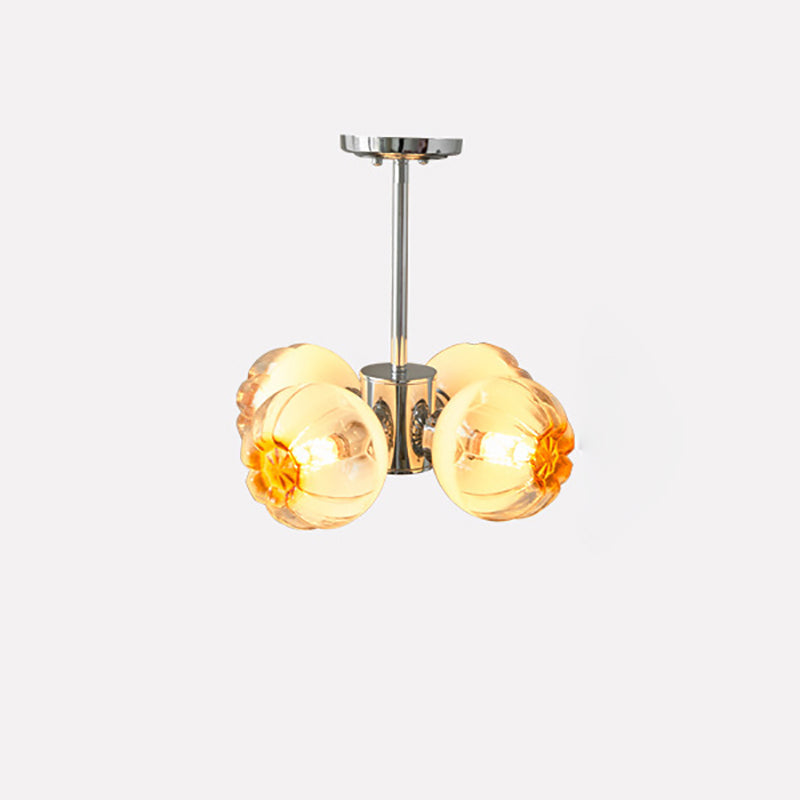 Zeitgenössischer Vintage Bud Metall Glas 3/4 Licht Kronleuchter für Wohnzimmer 