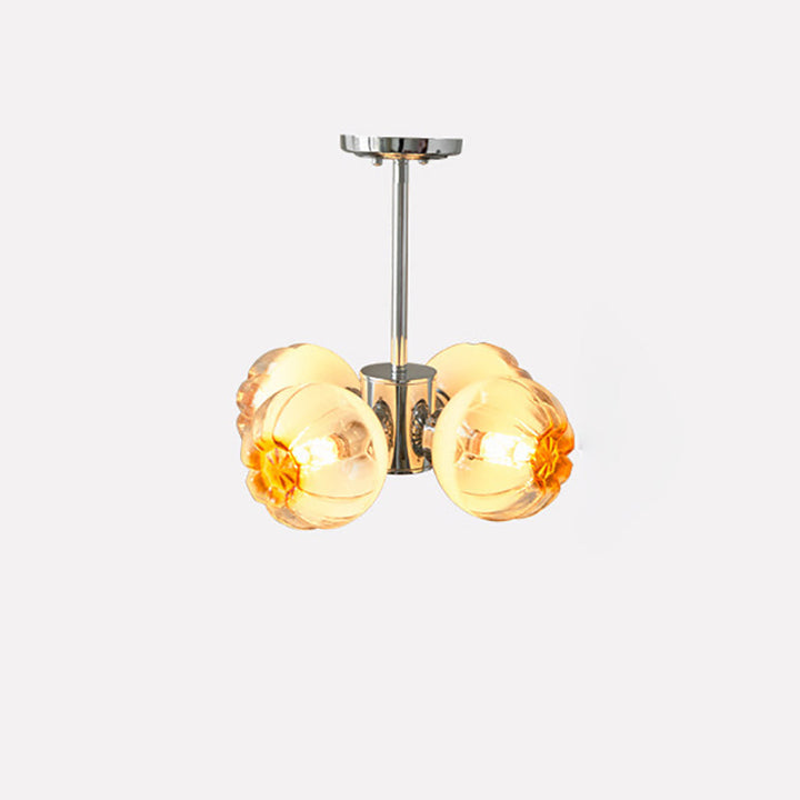Zeitgenössischer Vintage Bud Metall Glas 3/4 Licht Kronleuchter für Wohnzimmer 