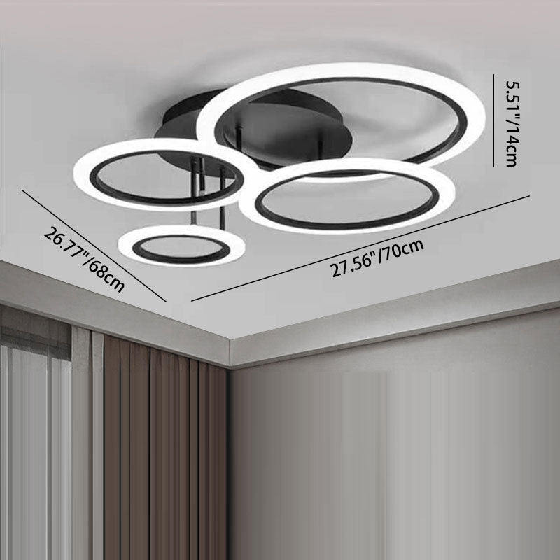 Moderne minimalistische Kombination runder Kreis Hardware Acryl LED Semi-Flush Mount Deckenleuchte für Wohnzimmer 