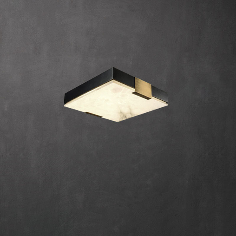 ضوء السقف LED بتصميم تقليدي صيني مربع بظل رخامي وإطار نحاسي لغرفة المعيشة 
